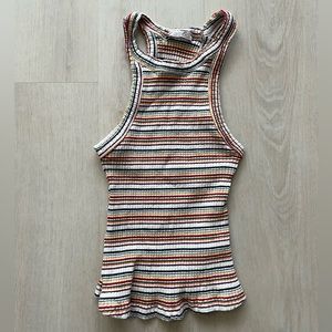 Zara Multicolored Stripe White Tank Top